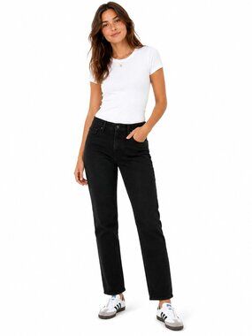 Levi's Black Slimming Straight Leg Jeans Womens 31 High Rise Dark Wash Denim